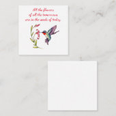 Hummingbird notecard 2,5 x 2,5 mitteilungskarte (Vorne/Hinten)