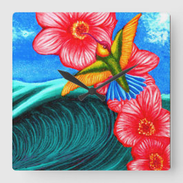 Hummingbird Ocean Quadratische Wanduhr