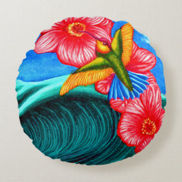 Hummingbird Ocean  Rundes Kissen