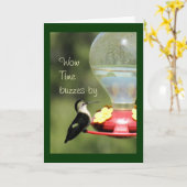Hummingbird on Feeder 2596-customize any chance Karte (Gelbe Blume)