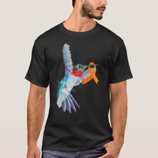 Hummingbird & Orange Ribbon Leukemia Bewusstsein M T-Shirt (Vorderseite)