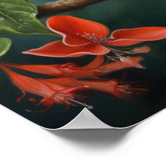 Hummingbird Painting Art Print Poster (Ecke)