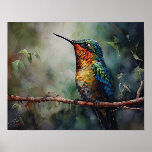 Hummingbird Painting Art Print Poster (Vorne)