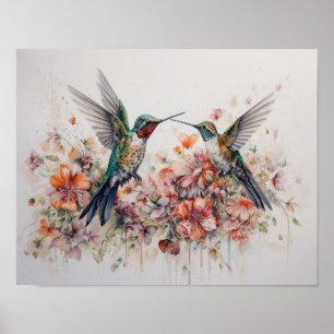 Hummingbird Painting Art Print Poster