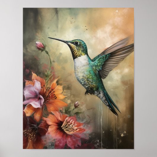 Hummingbird Painting Art Print Poster (Vorne)