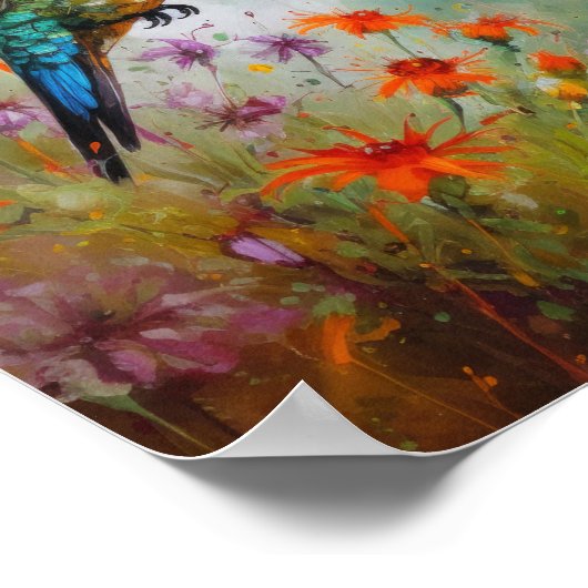 Hummingbird Painting Art Print Poster (Ecke)