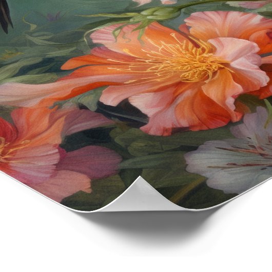 Hummingbird Painting Art Print Poster (Ecke)