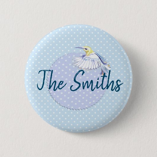 Hummingbird Patch über Polka Dots Button (Vorderseite)