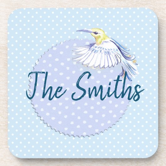 Hummingbird Patch über Polka Dots Getränkeuntersetzer (Vorderseite)