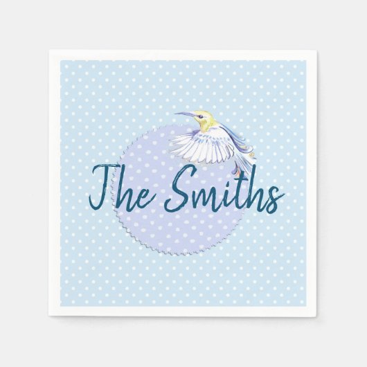 Hummingbird Patch über Polka Dots Serviette (Vorderseite)