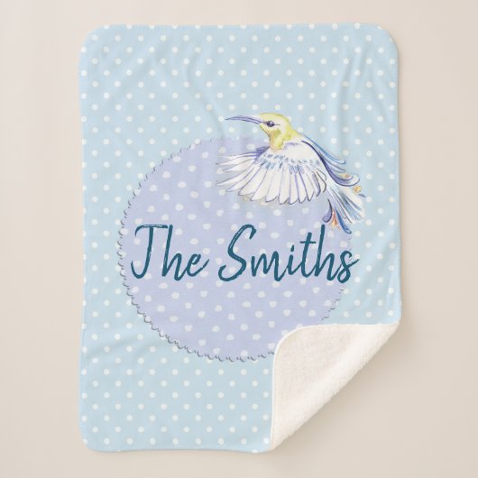 Hummingbird Patch über Polka Dots Sherpadecke (Vorderseite)