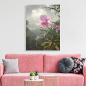 Hummingbird Perched on an Orchid Plant by MJ Heade Leinwanddruck (Insitu (Wohnzimmer))