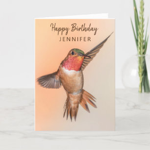 Hummingbird Personalisierter Name Happy Birthday Karte