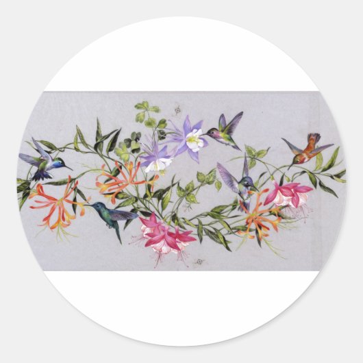 Hummingbird Petals Wrap-Around Runder Aufkleber (Vorderseite)