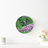 Hummingbird Pink-Blume Runde Wanduhr (Zuhause)