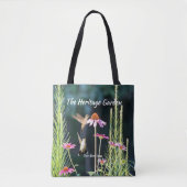 Hummingbird & Pink Coneflower Botanical Tote Tasche (Vorderseite)
