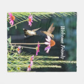 Hummingbird & Pink Coneflower Cozy Fleece Blanket (Vorderseite (Horizontal))