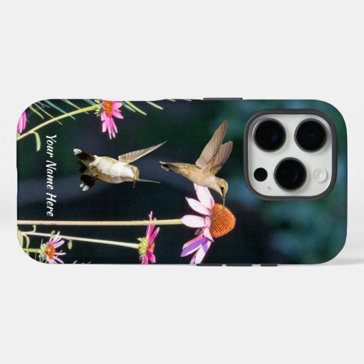Hummingbird & Pink Coneflower iPhone 16 Pro Case (Rückseite (Horizontal))