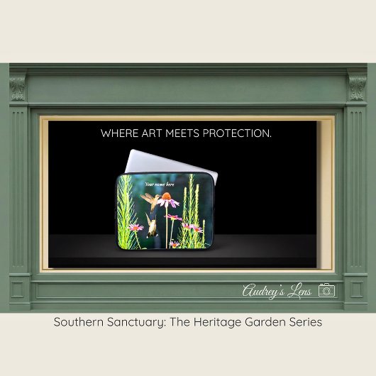 Hummingbird & Pink Coneflower Laptop Sleeve