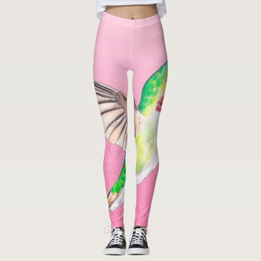 Hummingbird Pink: festes Glas Leggings (Vorderseite)