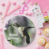 Hummingbird Pink Floral Wildlife Foto Geburtstag Pappteller (Party)
