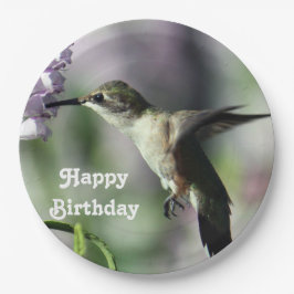 Hummingbird Pink Floral Wildlife Foto Geburtstag Pappteller