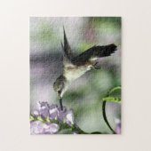 Hummingbird Pink Floral Wildlife Foto Puzzle (Vertikal)