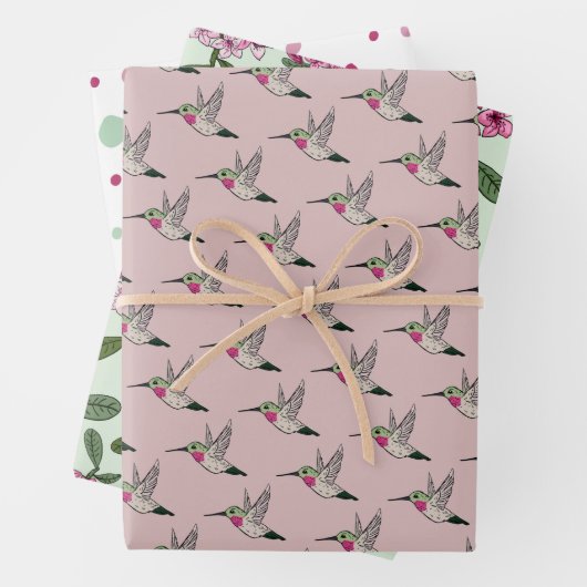 Hummingbird Pink Rhododendron Wrapping Paper Geschenkpapier Set (Beispiel)