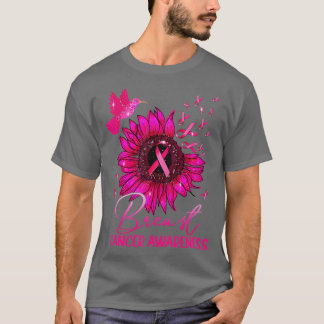 Hummingbird Pink Sonnenblumen Brustkrebs Bewusstse T-Shirt