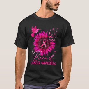 Hummingbird Pink Sunflower Ribbon Brustkrebs Aw T-Shirt