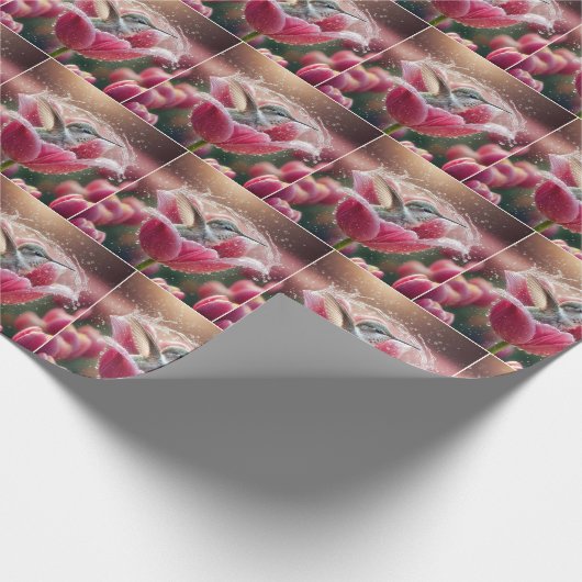 Hummingbird plasht in einem rosa Tulip Geschenkpapier (Ecke)