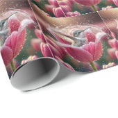 Hummingbird plasht in einem rosa Tulip Geschenkpapier (Rolleneckpunkt)