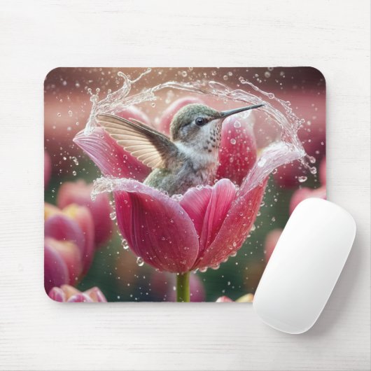 Hummingbird plasht in einem Tulip Mousepad (Mit Mouse)