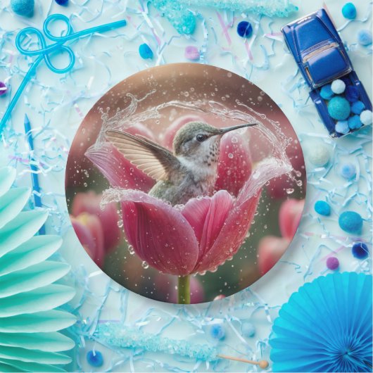 Hummingbird plasht in einem Tulip Pappteller (Party)