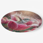 Hummingbird plasht in einem Tulip Pappteller (Schrägansicht)