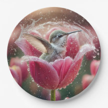 Hummingbird plasht in einem Tulip