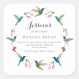 Hummingbird Product Label Quadratischer Aufkleber