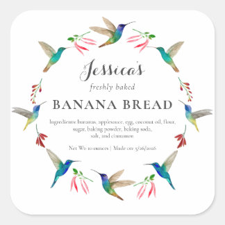 Hummingbird Product Label Quadratischer Aufkleber