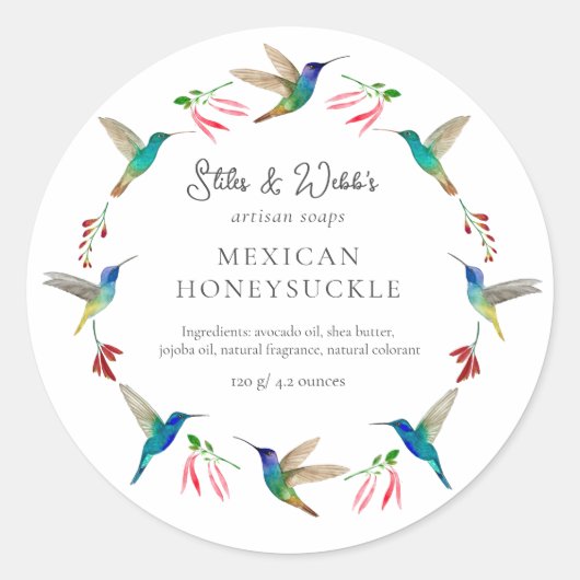 Hummingbird Product Label Runder Aufkleber (Vorderseite)
