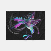 Hummingbird Purple Blue Ribbon Suicide Prevention Fleecedecke (Vorderseite (Horizontal))