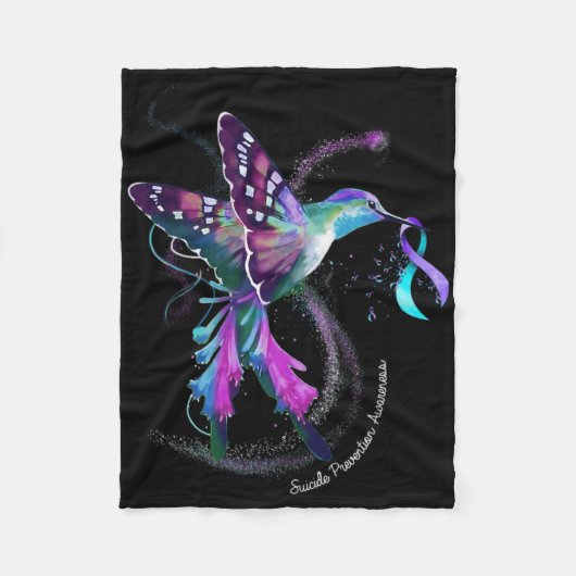 Hummingbird Purple Blue Ribbon Suicide Prevention Fleecedecke (Vorderseite)