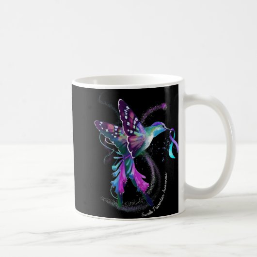 Hummingbird Purple Blue Ribbon Suicide Prevention  Kaffeetasse (Rechts)
