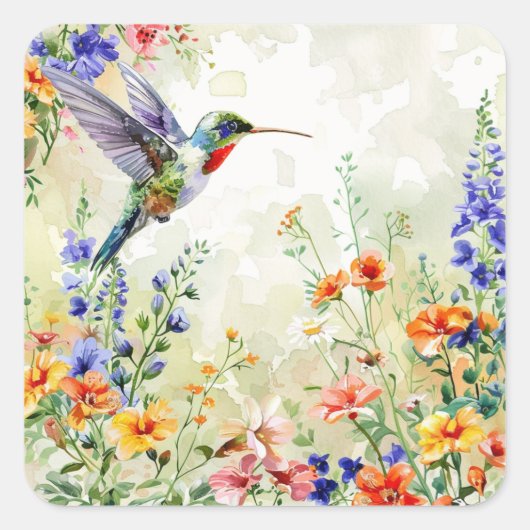 Hummingbird Quadratischer Aufkleber (Vorderseite)