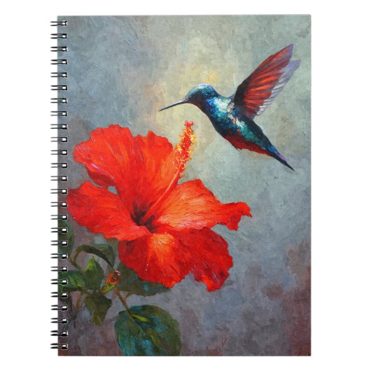 Hummingbird Red Hibiskus Notebook Notizblock (Vorderseite)