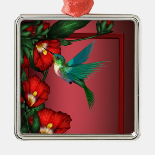 Hummingbird Red Hibiskus Ornament (Vorne)