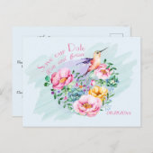 Hummingbird Rette unser Datum Postkarte (Vorne/Hinten)