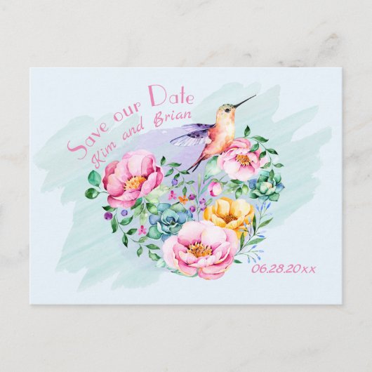 Hummingbird Rette unser Datum Postkarte (Vorderseite)