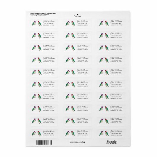 Hummingbird Return Address Label (Vorne)