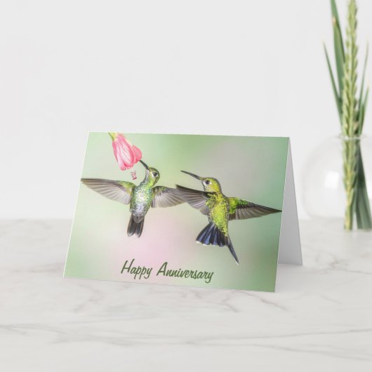 Hummingbird Romantic Couple Happy Jubiläum Karte (Vorderseite)