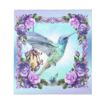 Hummingbird & Rose 5.5" x 6" Notepad - 40 Seiten